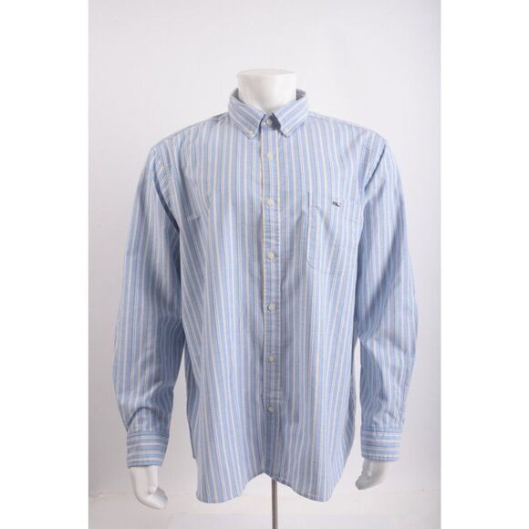 Vineyard Vines Mens Oxford Shirt stretch Classic Fit XXL Hull Blue striped NWT - Picture 1 of 6